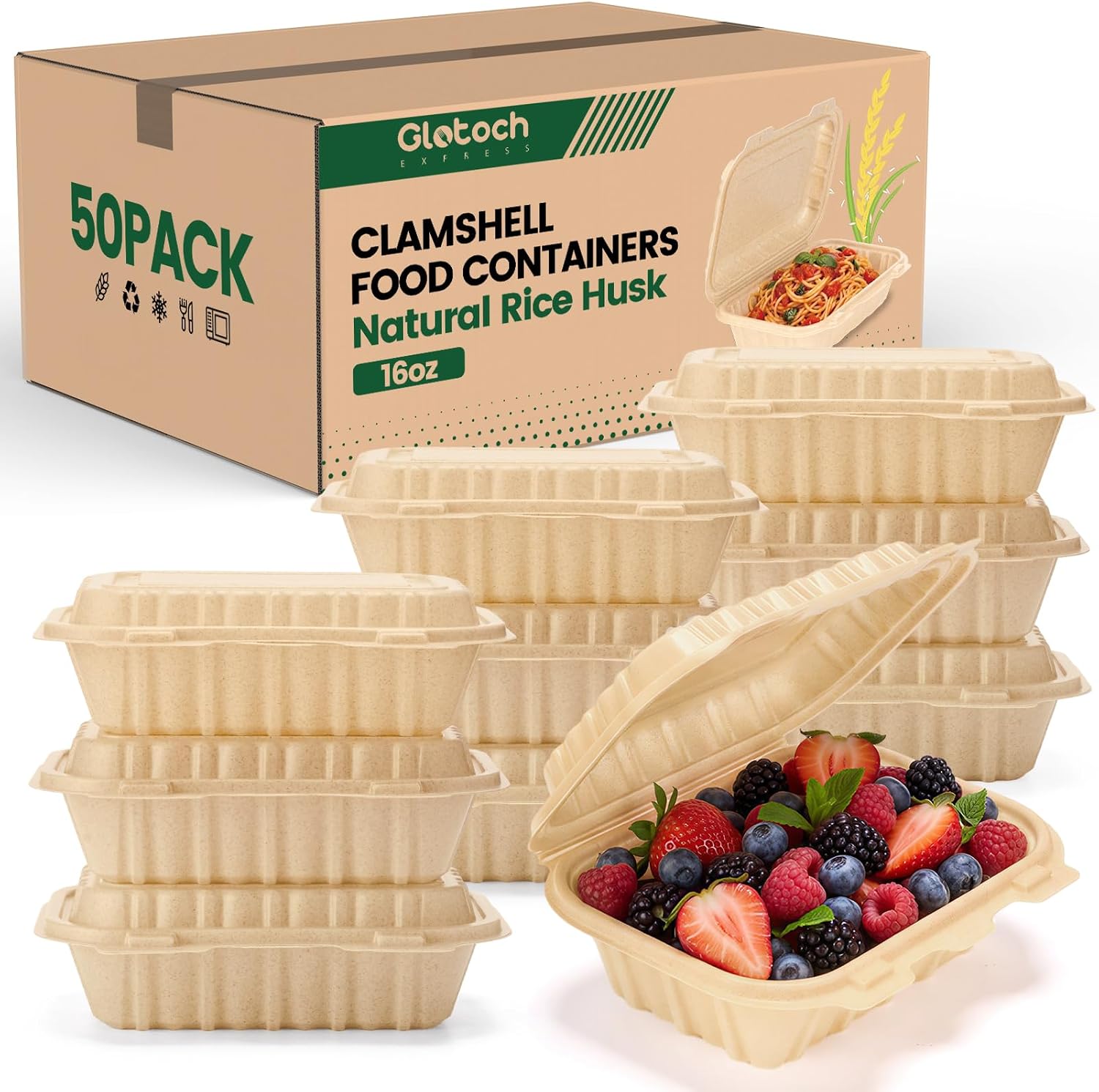 Meal Prep With Rice - 50 sztuk pojemników typu clamshell o